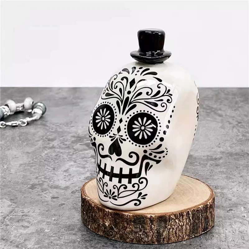 Skull Shape Ceramic Spice Bottle Halloween Seasoning Jar Pepper Shaker Jar Salt Shaker Spice Container Set Home Decor