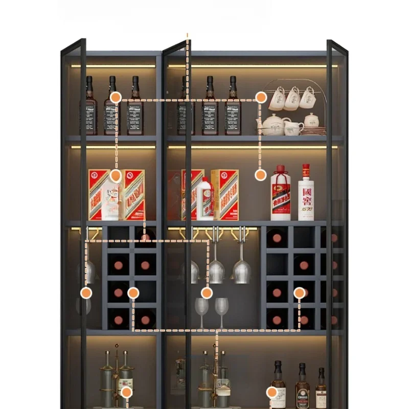 Living Room Display Wine Cabinets Simplicity Glass Wall Luxury Wine Cabinets Storage Modern Meuble Vin Bar Furniture QF50JG