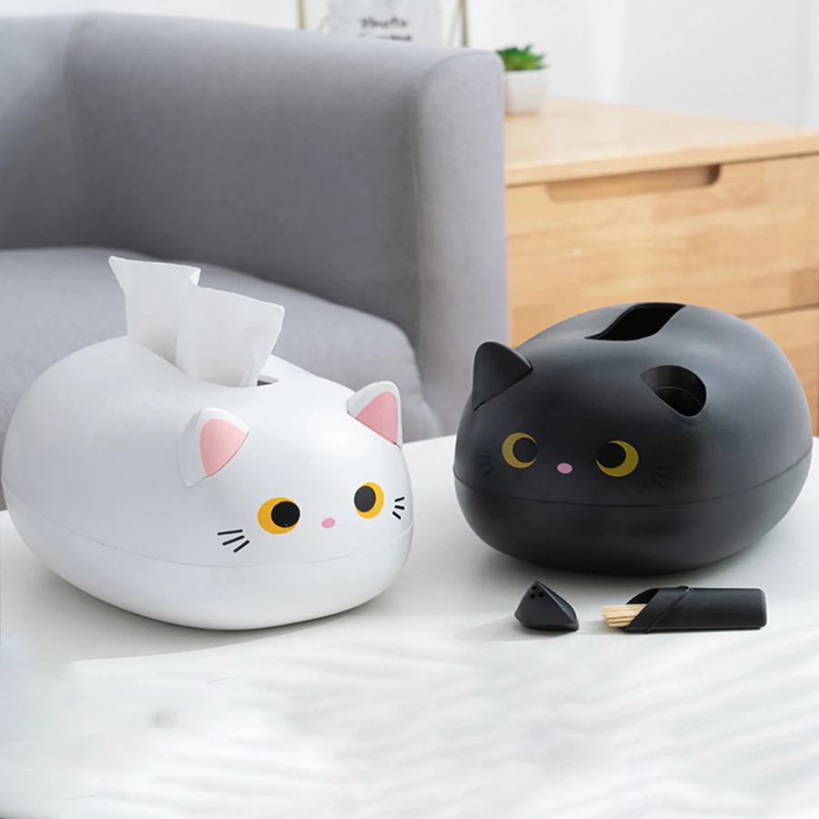 

Livingroom Holder Tissue Paper Napkin Box Cat Container Dormitory Kitchen Paper Box Kawaii Desktop Toilet Storage For Bathroom