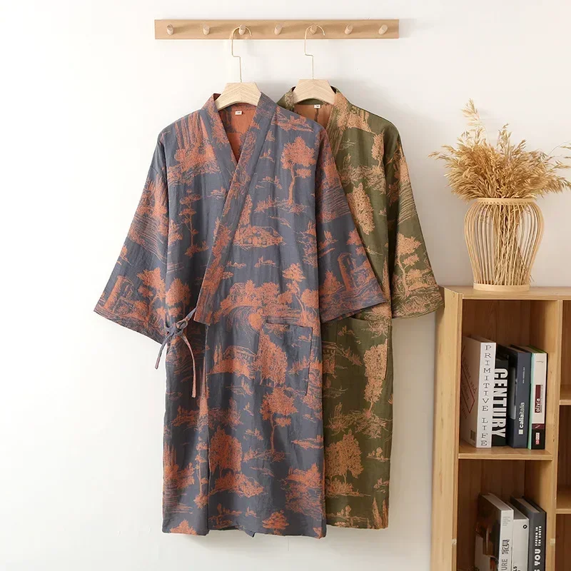 รูปสินค้า เสื้อคลุมผ้าฝ้ายกิโมโน ฤดูใบไม้ร่วง-ใบไม้ผลิ