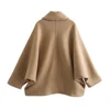 2025-Short Blended Coat for Women, Casual Polo Neck, Personalized Top, Cloak Sleeve, Winter, New 4