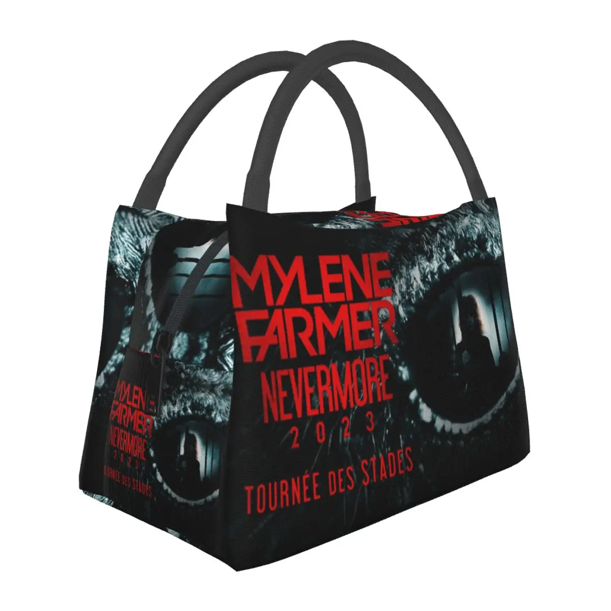 

Mylene Farmer Nevermore Lunch Bag Portable Insulated Canvas Cooler Bag Thermal Picnic Tote