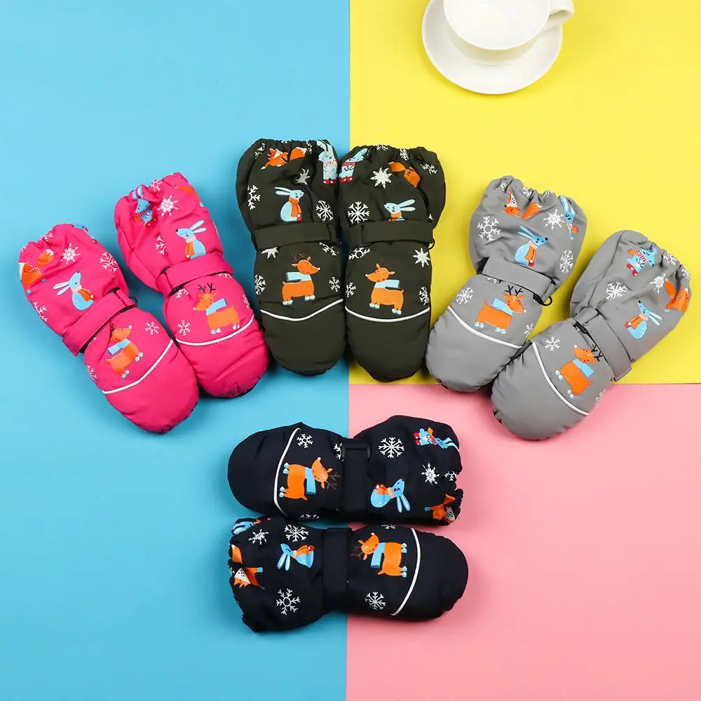 Children Winter Rabbit Gloves Baby Girls Waterproof Windproof Snow Gloves Kids Boy Thick Warm Ski Mitten For 2-6 Years Old 2