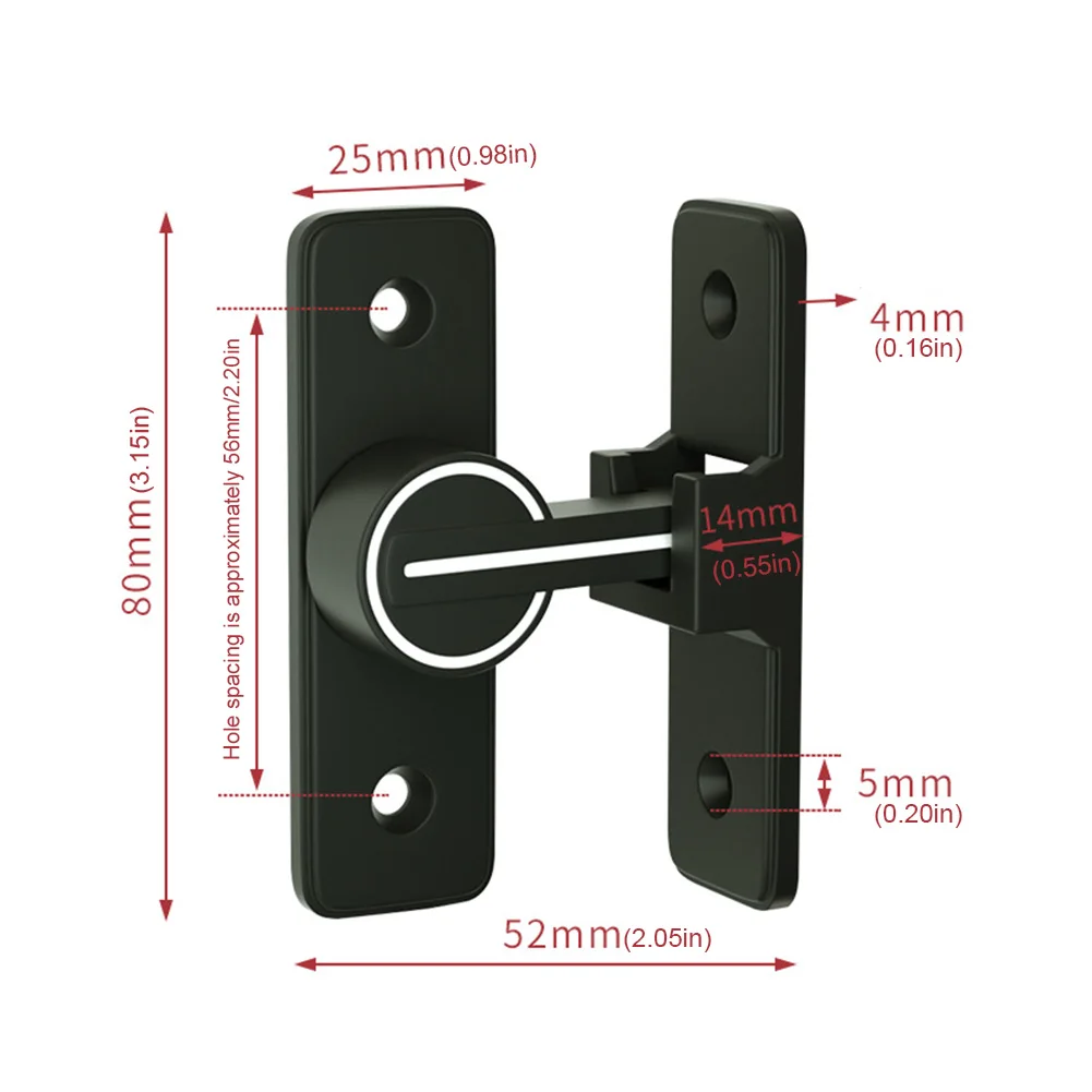 Luminous Barn Door Lock 90 Degree Sliding Barn Door Latch Heavy Duty  90 Degree Door Bolt Latch Lock for Bathroom Garage Window