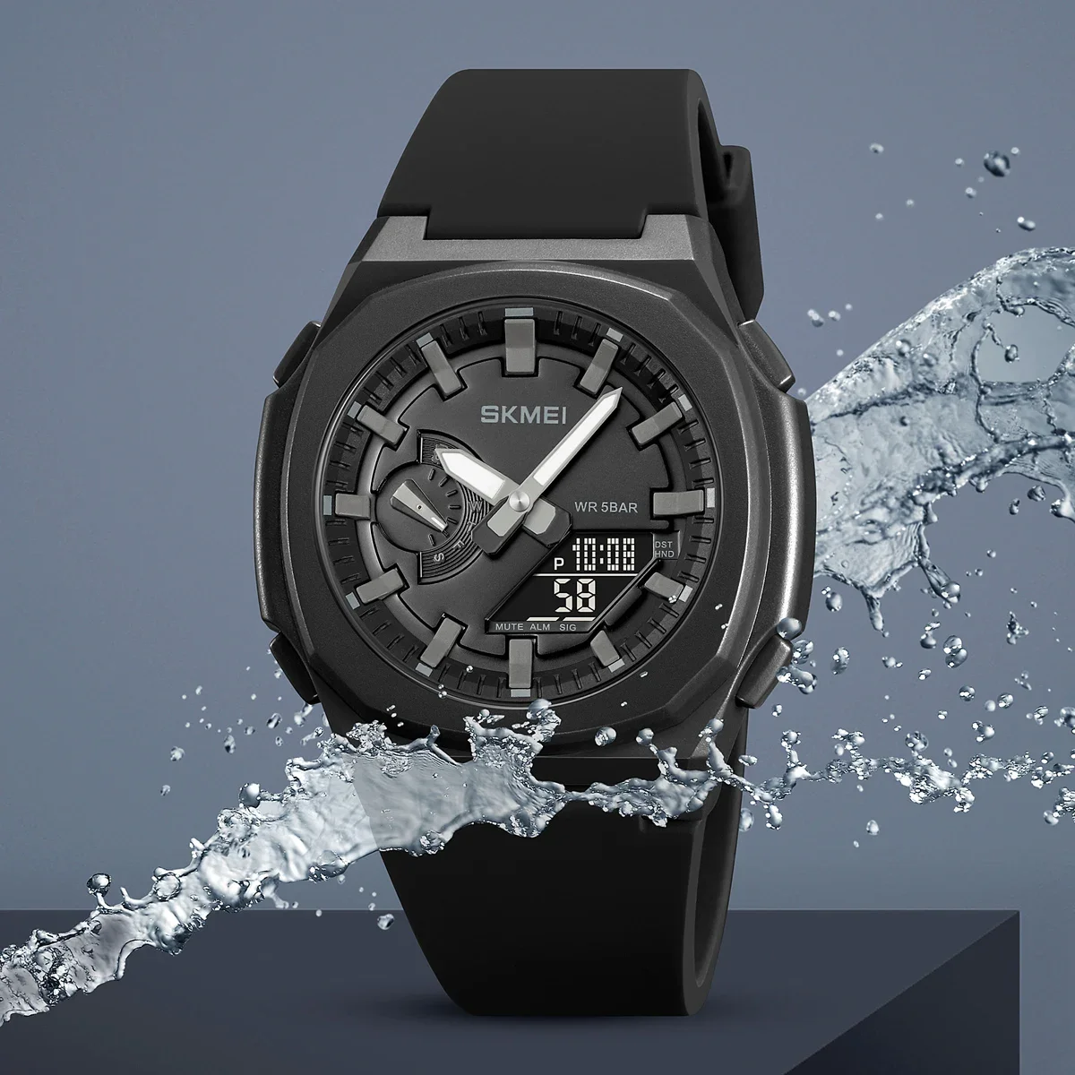 SKMEI 2091 5 Alarms Date Clock reloj hombre with Japan Digital Movement Sport Watches Waterproof Men Countdown Chrono Wriswatch 3