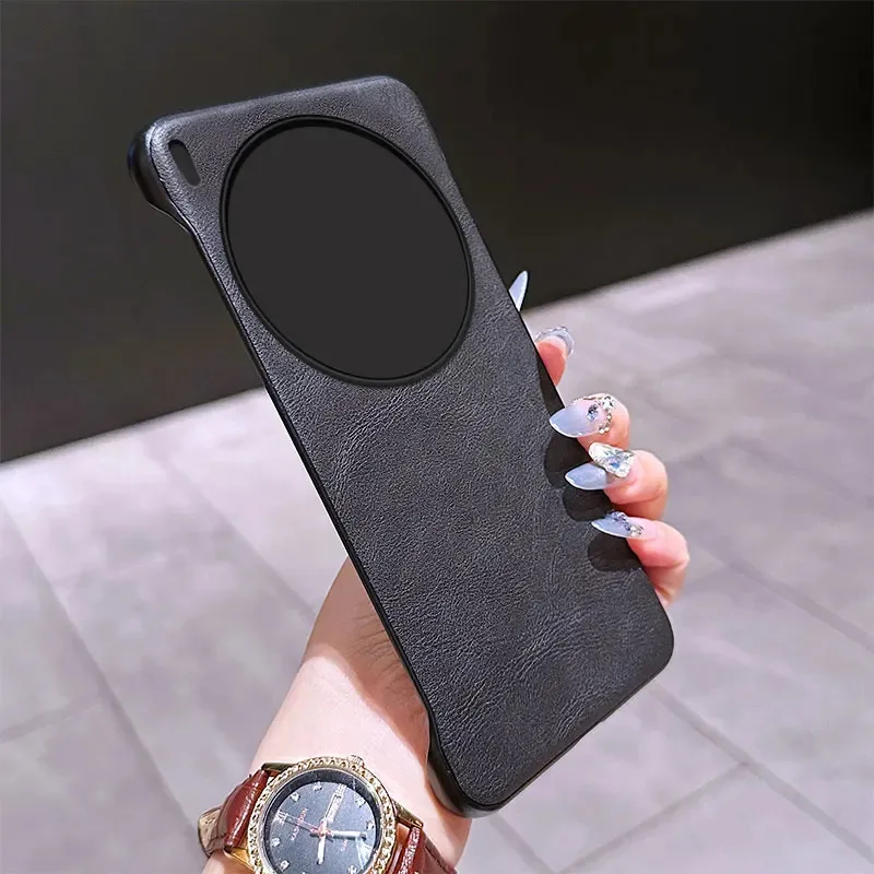 Luxury Leather Pattern Frameless Ultra-Thin Shockproof Bumper Hard Back Cover Case