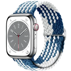 Braided Elastic Solo Loop Watch Band Bracelet - 42mm 44mm 45mm 49mm (13 Z - blue)