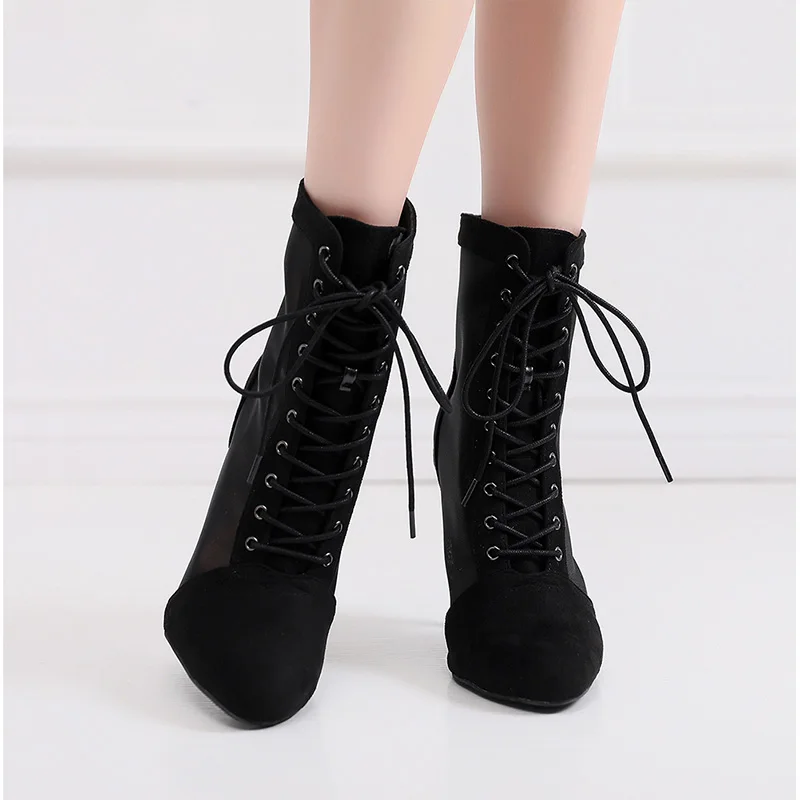 Ladies Dance Shoes Women Latin Jazz Tango Boots Girls With Diamond Stiletto Heels Ballroom Dance New Deerskin Velvet Boots 3