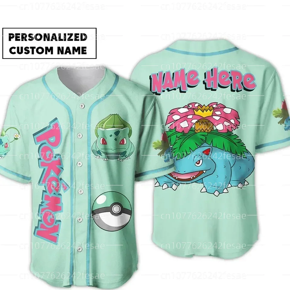 

Модная Бейсбольная Футболка с 3D рисунком покемона из аниме Venusaur, детская бейсбольная рубашка с коротким рукавом и именем на заказ