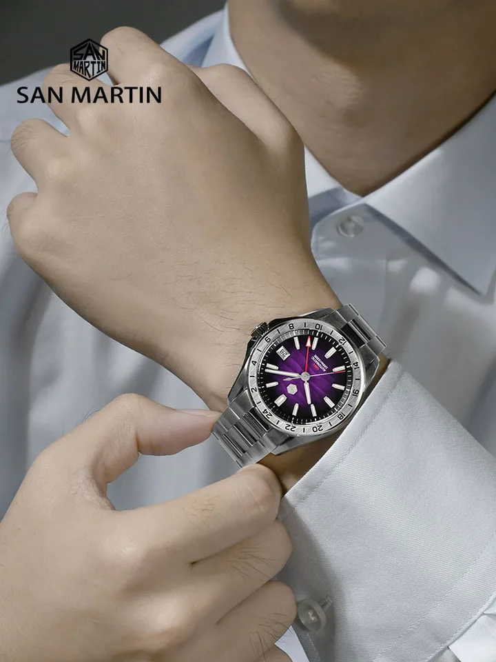 San Martin 39mm Purple Desert Texture Dial Luxury Men Dress Watch