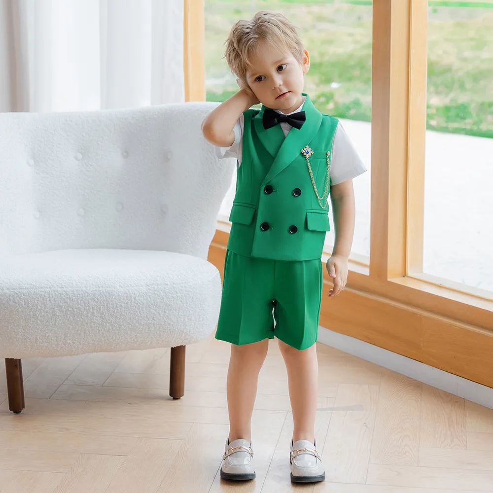 Ensemble gilet et short pour enfants, tenue de mariage pour