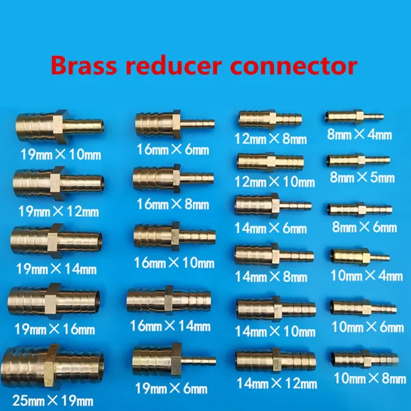 Gás cobre farpado acoplador conector adaptador, latão reta Mangueira Encaixe de tubulação, reduzindo a junta, 3mm, 4mm, 5mm, 6mm, 7mm, 8mm, 10mm, 12mm, 14 milímetros, 16 milímetros