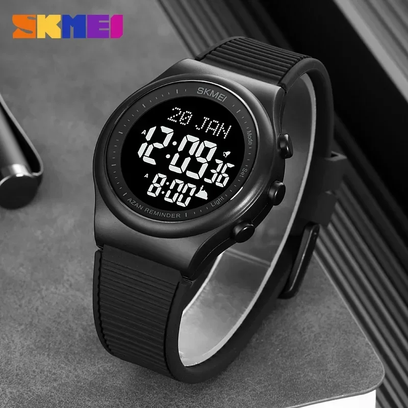 Skmei 1981 Watch for Prayer with Qibla Compass Adhan Alarm Hijri Islamic Wrist reloj hombre Back Light Muslim Azan Men Watches 4