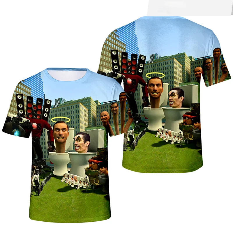 

3D Funny Skibidi Toilet Printed T Shirt Cartoon Camera Graphic T-shirts For Men Kid Fashion Streetwear Short Sleeve Clothing Tee