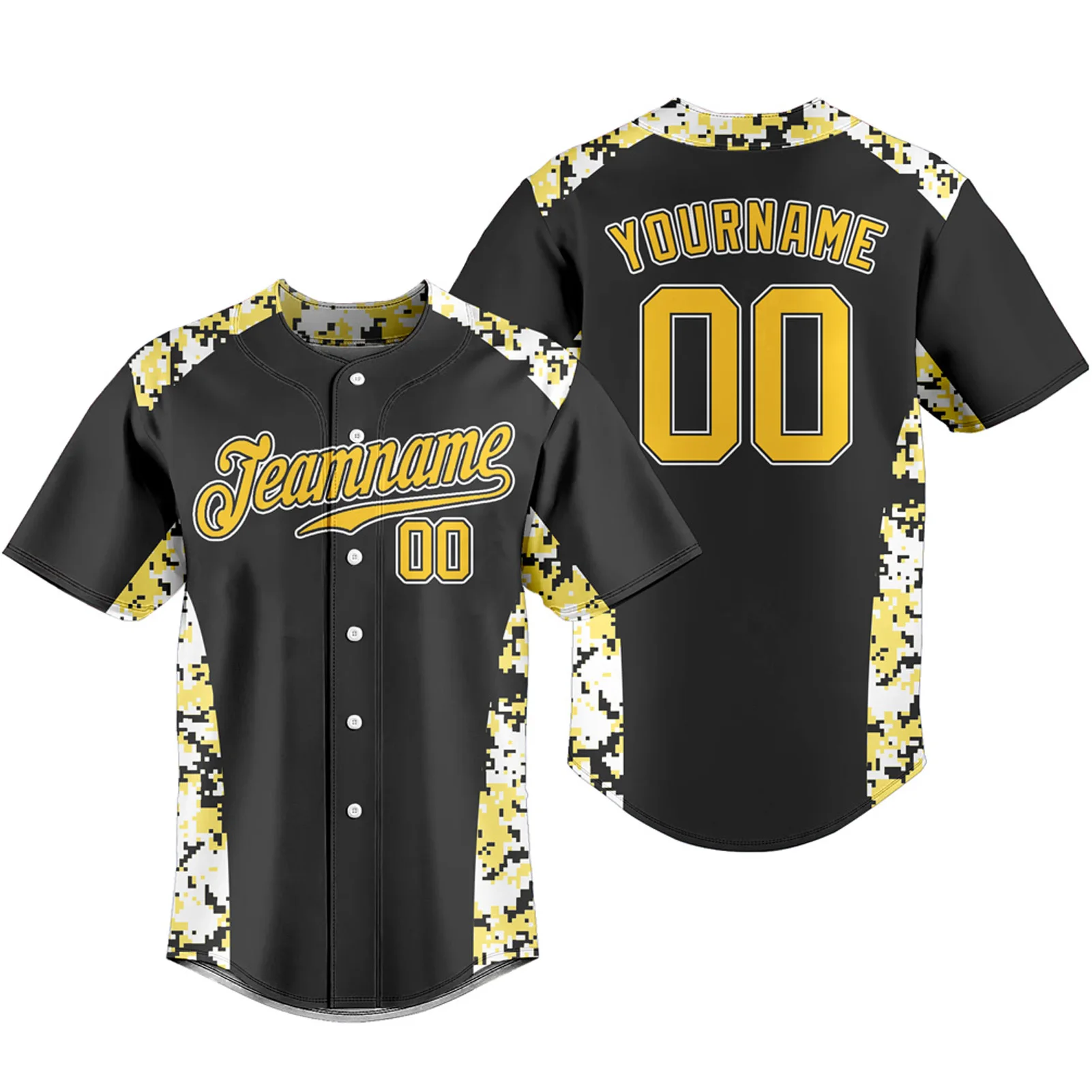 Unisex Baseball Jersey Camouflage T-shirts Breathable Sportswear Team Traning Uniform Personalized Name Number