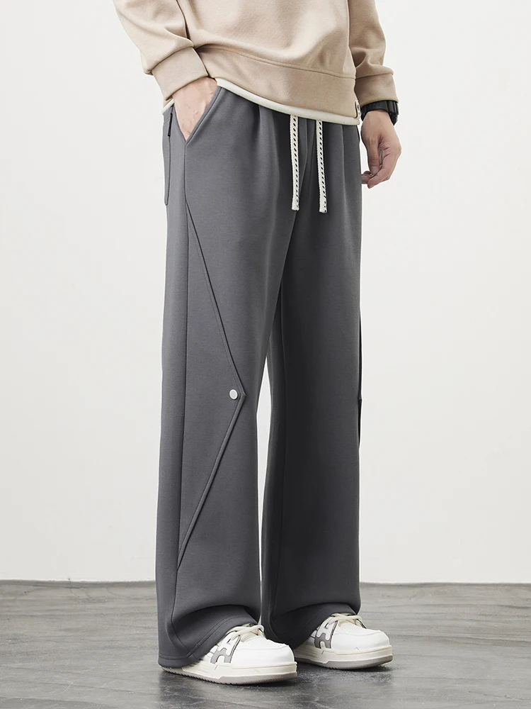 2024 New Wide Leg Sweatpants Men Sportswear String Banding