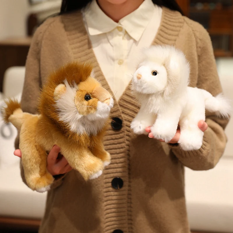 Artificial Lion Animals Yellow White Soft Dolls Throw Pillow Baby Children Sleep Appease Doll Room Decor Birthday Gift for Baby`