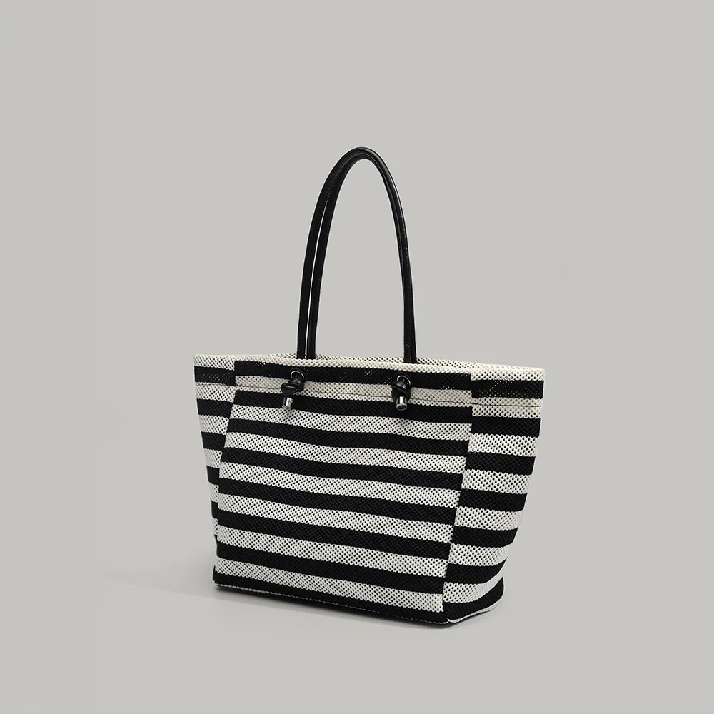 Hand-woven Women's Shoulder Handbag Bohemian stripe Summer Fashion Straw Beach Tote Bag Travel Shopper Weaving Shopping Bags