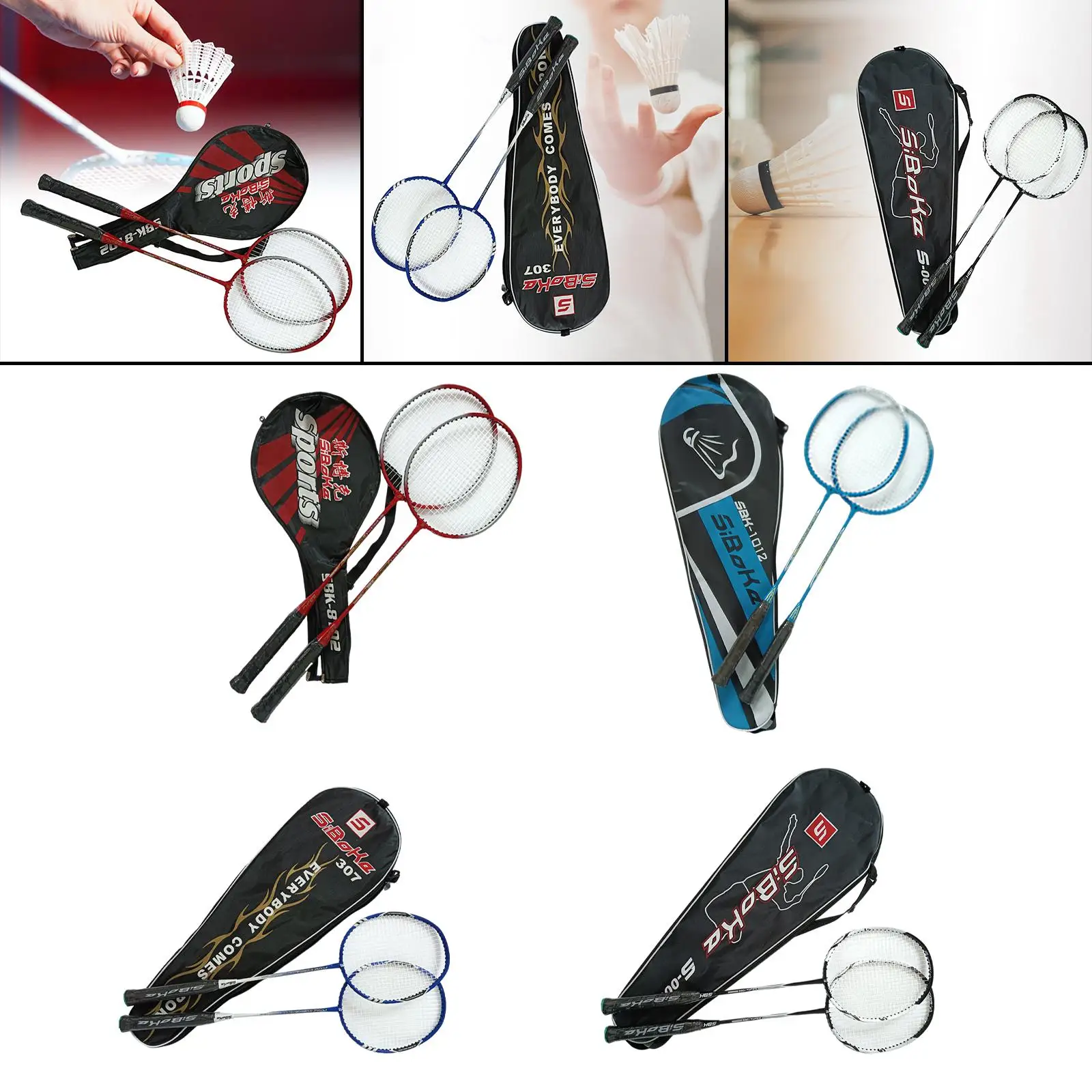 2 Pieces Badminton Racquet Set with Carry Bag for Kids Adults Badminton