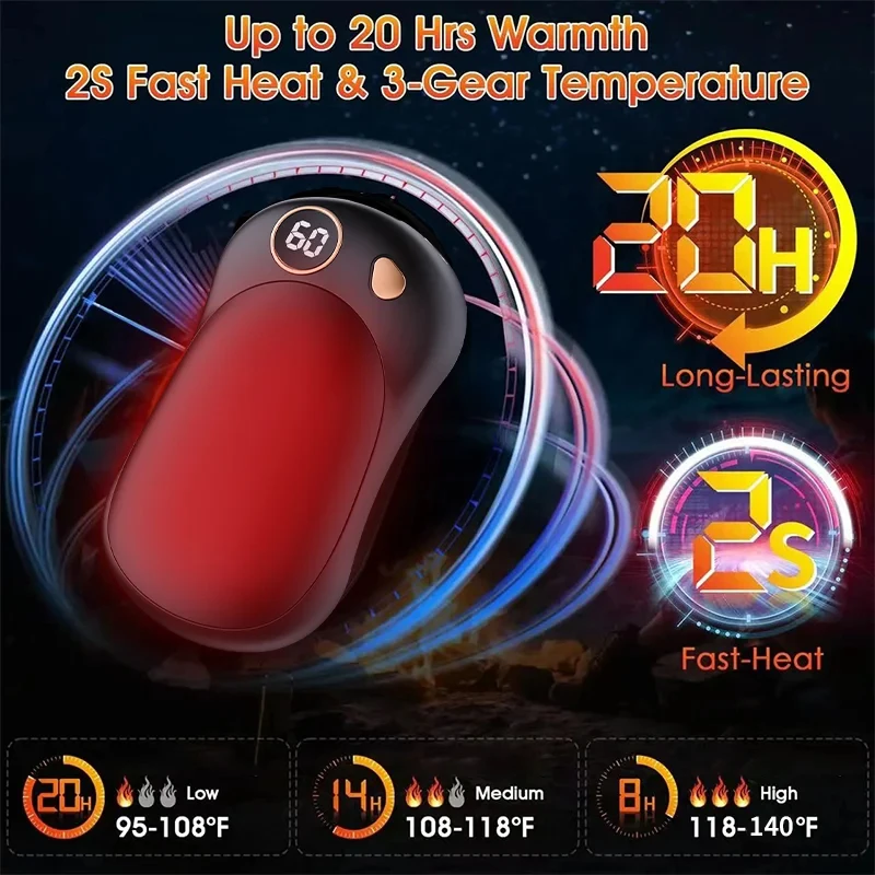 Xiaomi 2Pack Magnetic Portable Rechargeable Hand Warmers With 3 Heat Settings Digital Display Stylish For Winter Outdoor/Skiing 2