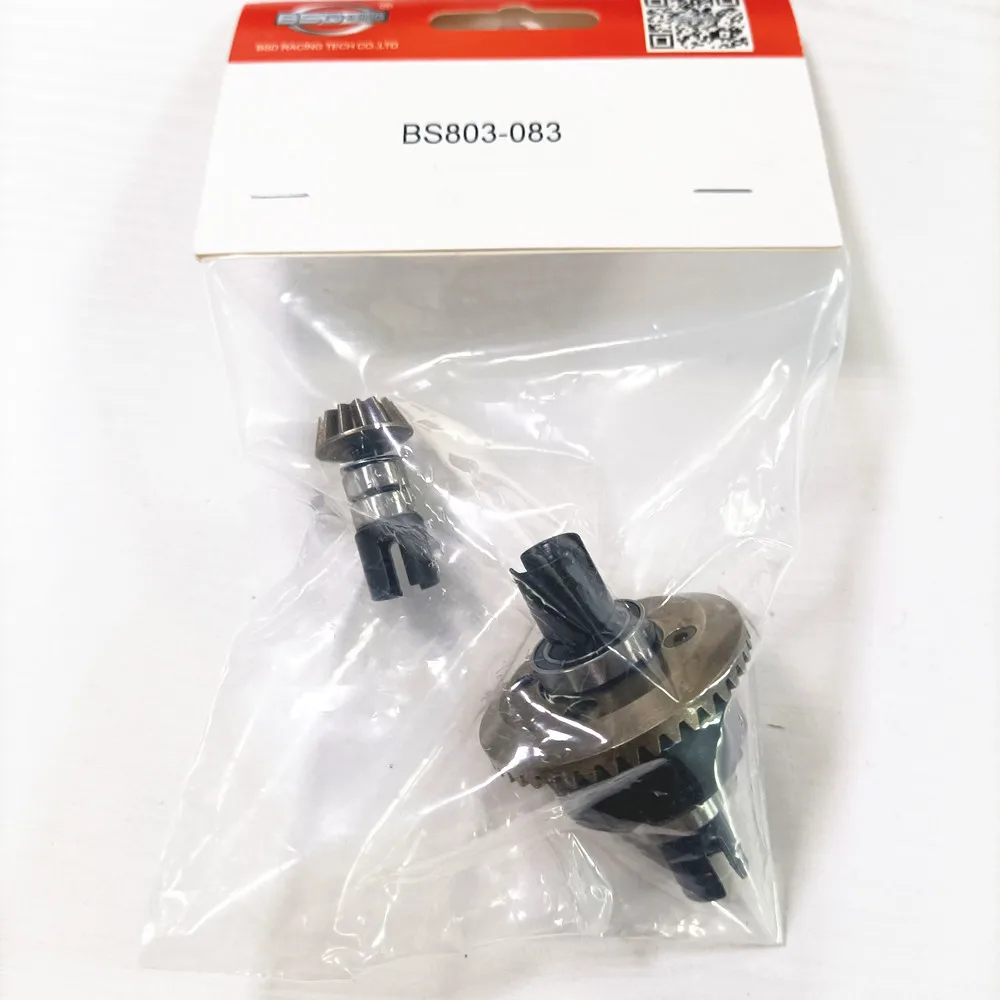 Différentiel complet avant/arrière pour voiture RC 1/10 BSD Racing avec engrenages en acier, posé sur une surface plane.