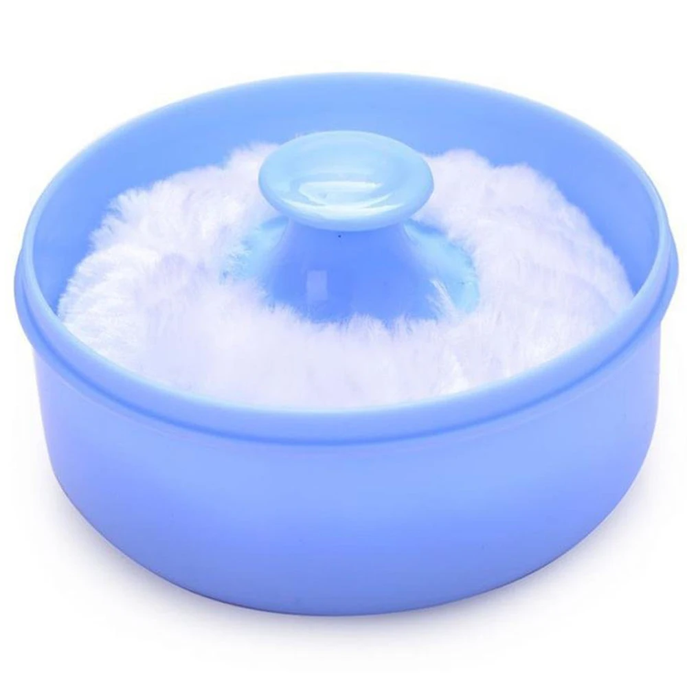 Baby Soft Face Body Cosmetic Powder Puff Sponge Box Case Container