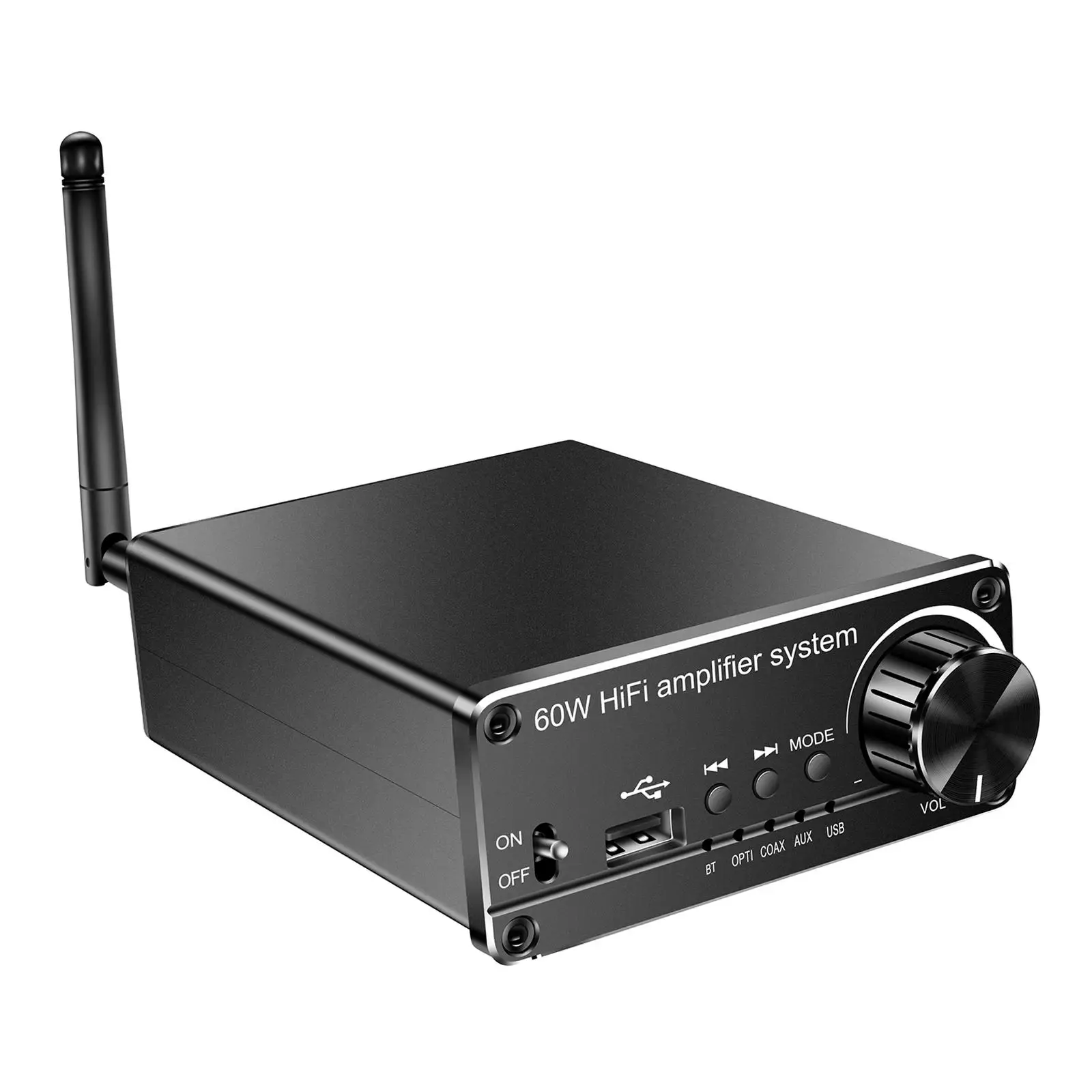 

2 Channel Stereo Audio Amplifier Receiver Mini Class D Integrated .0CH for Home Speakers 60W (with Power Supply)