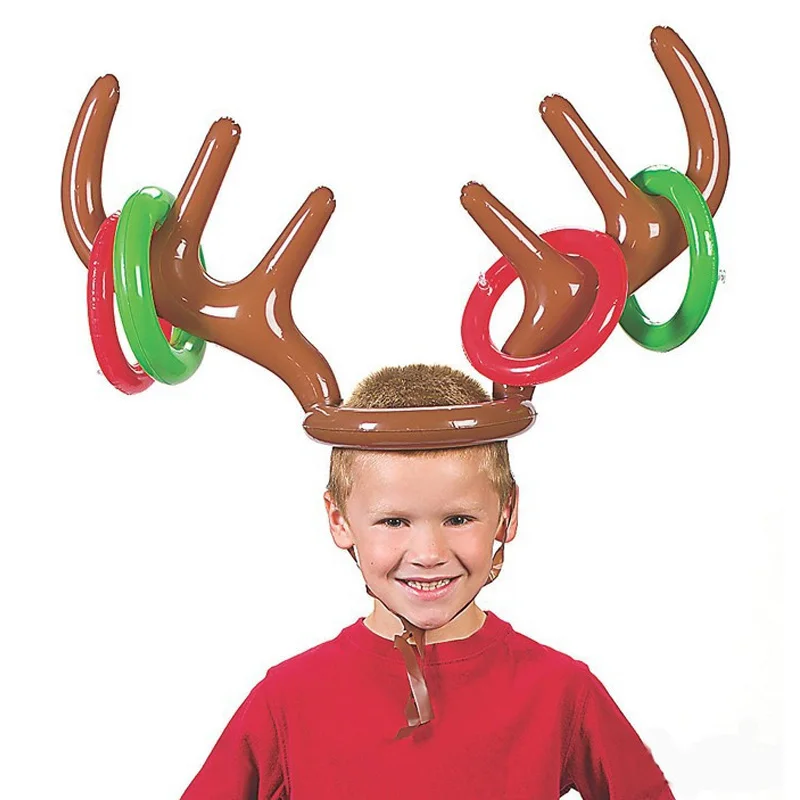 Inflatable Reindeer Antler Ring Toss Game for Kids Christmas Party Games Funny Xmas Party Gifts New Year Party Outdoor Toys