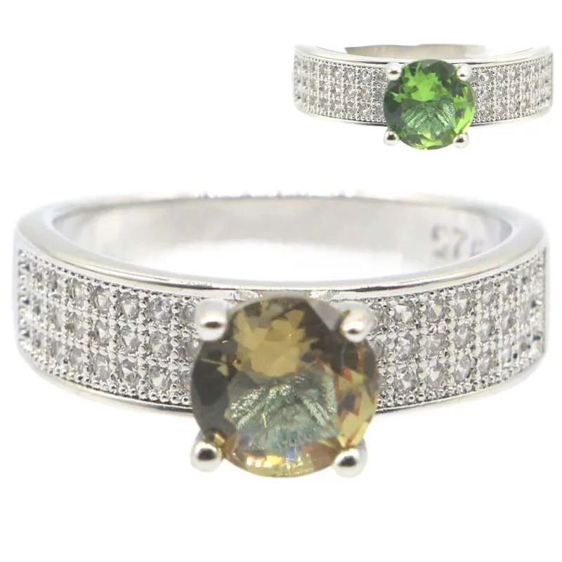19X7Mm Delicato Taglio Fine Cambia Colore Zultanite Bianco Cz Anelli Di Fidanzamento Da Donna In Argento