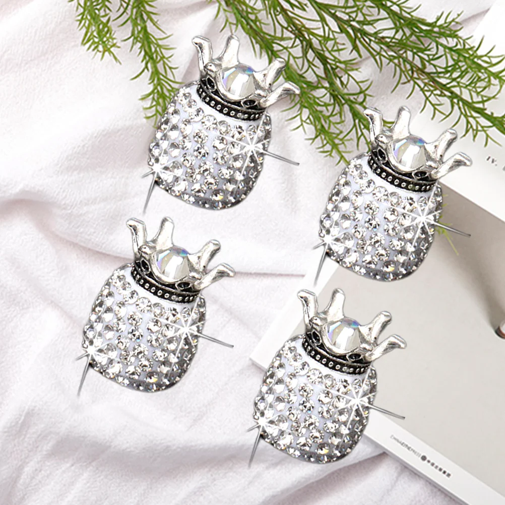 

4 Pcs Crown Shaped Car Tires Cover Creative Tire Wheel Stem Shining Dustproof Car Accessories (White)