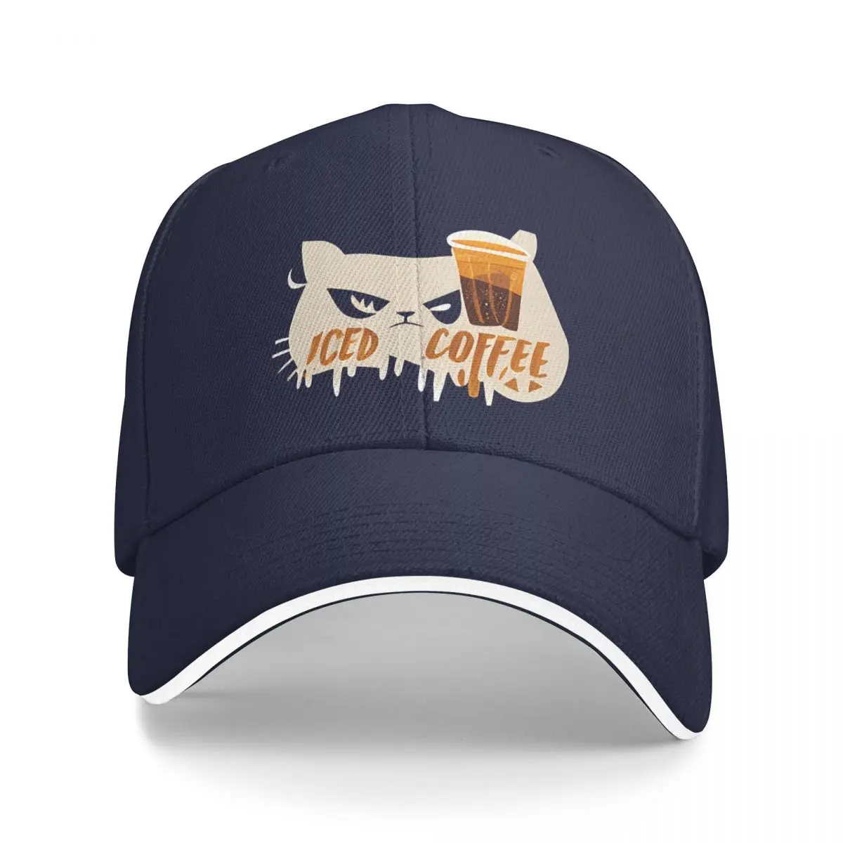 

Kitty Cat Iced Coffee Baseball Cap Icon Snap Back Hat Beach Hiking Hat Trucker Hats For Men Women'S