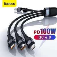 Baseus 3 in 1 USB C Kabel für iPhone 13 12 Pro 11 XR Ladegerät Kabel 100W Micro USB typ C Kabel für Macbook Pro Samsung Xiaomi