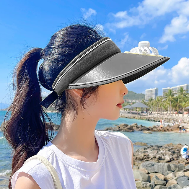Napi Kalapok Rajongói Uv -Védelem Nap Kalap Üres Felső Nők Nyári Usb Töltő Fényvédő Sapka A Sporthoz Kültéri Unisex - Image 6