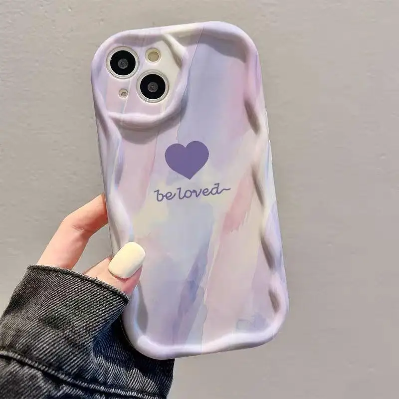 Vibrant Rainbow Heart Wavy Phone Case Cover
