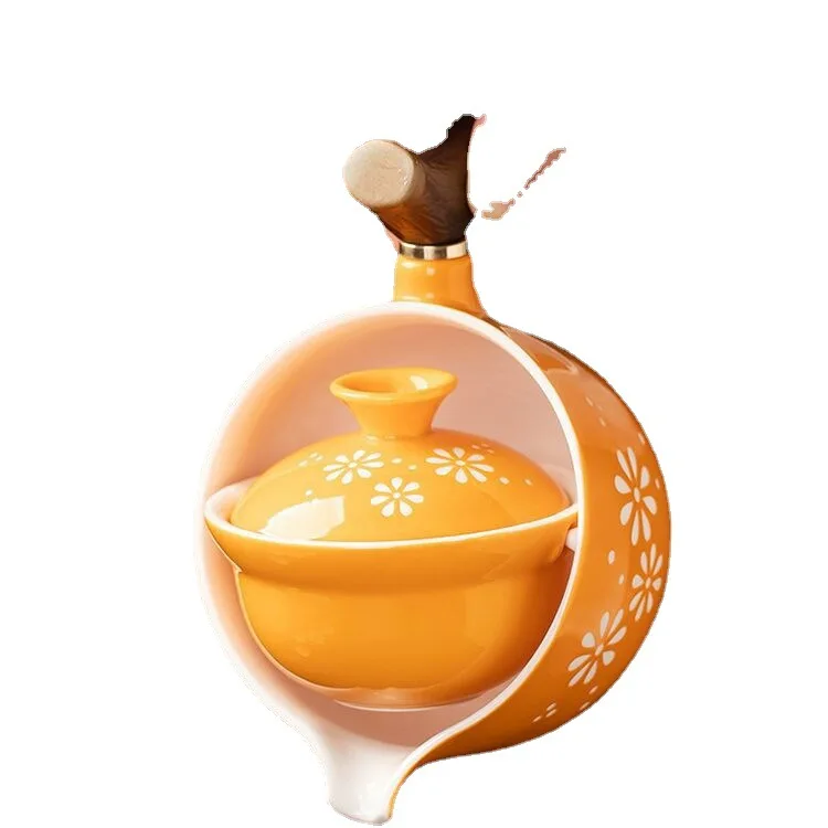 Portable Kung Fu Tea Set Transparent Glass Tea Cup Thickened Filter Outdoor Portable Travel