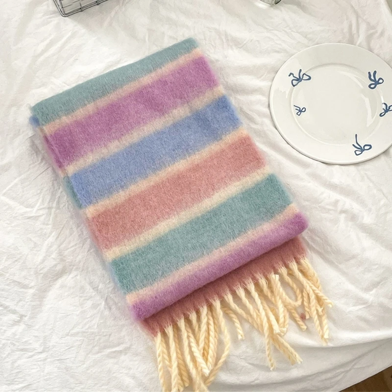 Fashion Rainbow Scarf Cosy Fringe Designing Neckerchief for Boys and Girls 3-12T QX2D