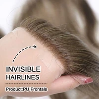 0.06mm brun droit homme toupet V Style ligne de cheveux frontale pour hommes 15cm cheveux humains Ultra mince peau PU hommes prothèse capillaire 3