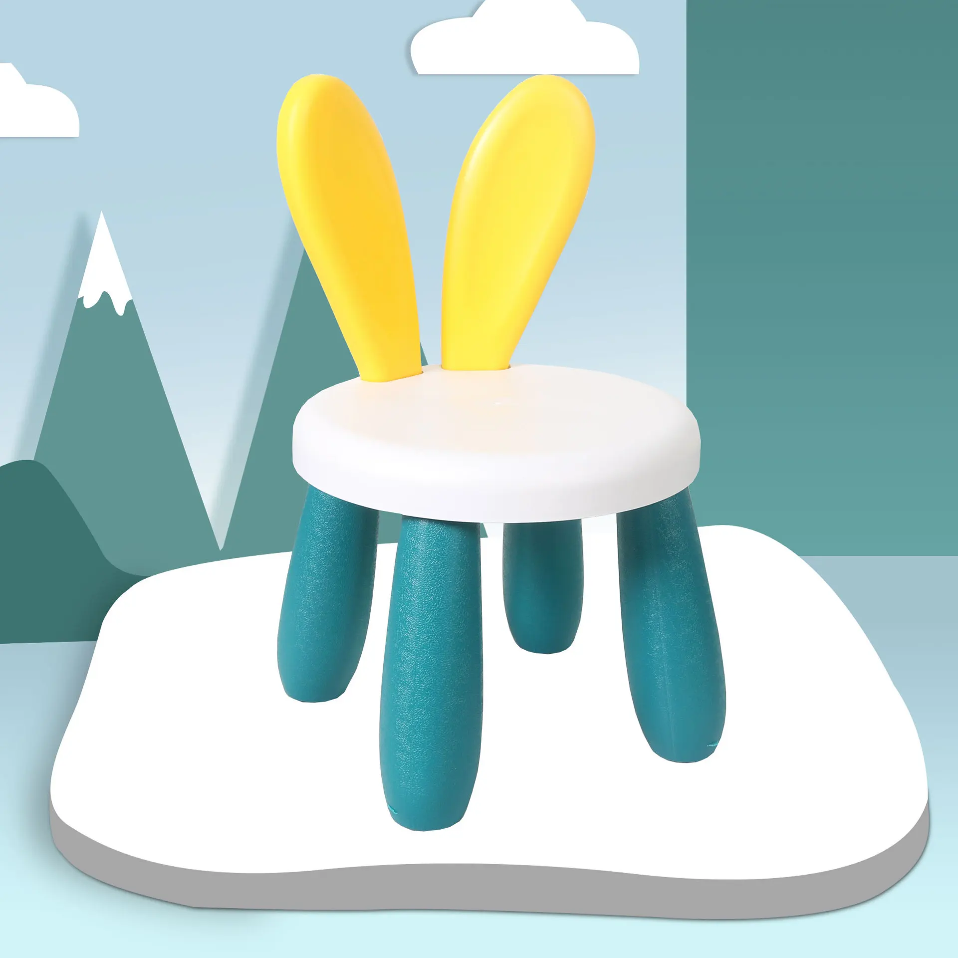 Children Study Chair Children's Plastic Stool Baby Home Chair Children Stool Thickened Footboard Indoor Toy Sofa Seat Cute Rabbit Seat