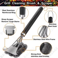 Brosse de nettoyage pour Barbecue, outil de nettoyage, accessoires de gril, poils en acier inoxydable, brosses de nettoyage antiadhésives, accessoires de Barbecue 6