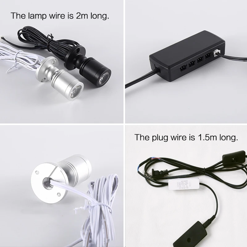 LED With Plug Cabinet Lights Downlight for Model Display Counter Wine Garage Kit Exhibition Case Shelf Mini Spot Light AC85-265V 6