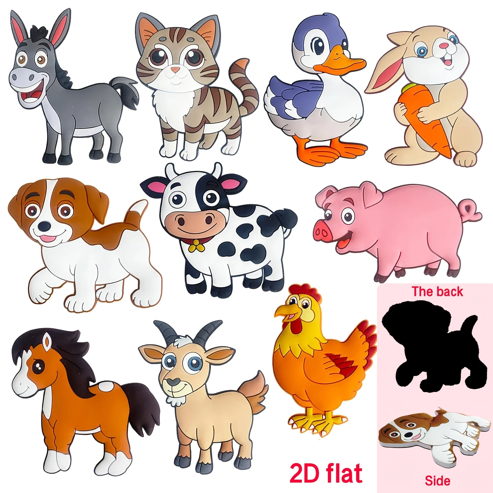 Conjunto de 10 Peças de Adesivos de Geladeira com Tema de Animais de Fazenda em Desenho Animado, com Vários Modelos de Imagens de Animais, Presentes para a Volta às Aulas