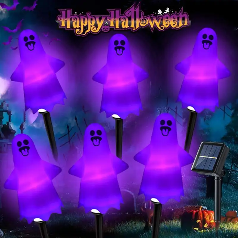 Halloween Pathway Markers Lights Waterproof Solar Ghost Stake Lights Ghost Pathway Lights Halloween Pathway Lights Ghost 5