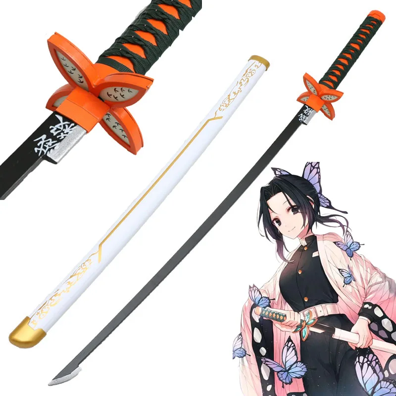 

Cosplay Sword 104cm Katana Weapon White Half Kochou Shinobu Agatsuma Zenitsu Sword Wood Prop