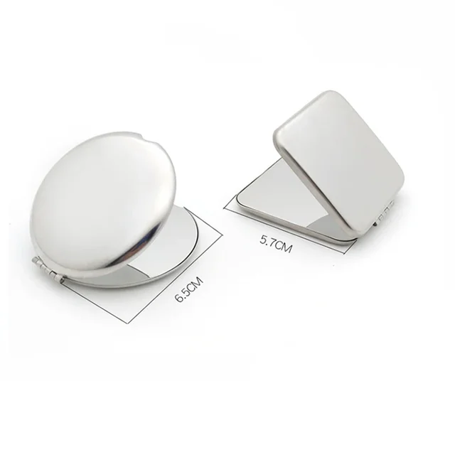 Miroir de maquillage portable en acier inoxydable pour femme, poche à main, côté plié, cosmétique, petit, diverses saillies, 1 pièce 5