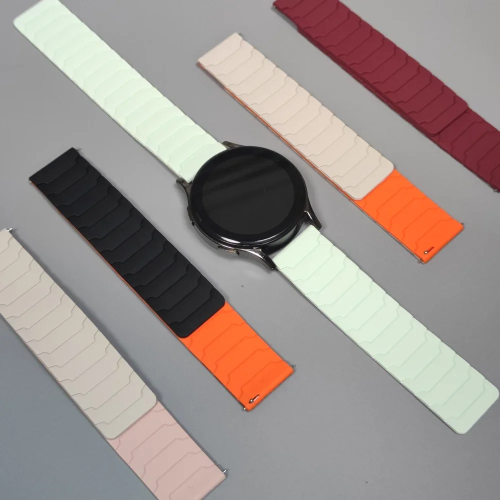 Magnetic Silicone Loop Watch Strap, 22mm/20mm Band Bracelet