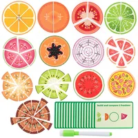 Wooden Math Enlightenment Fruit Fraction Decomposition Plate Montessori Teaching Aid Children's Educational Math Toys 1