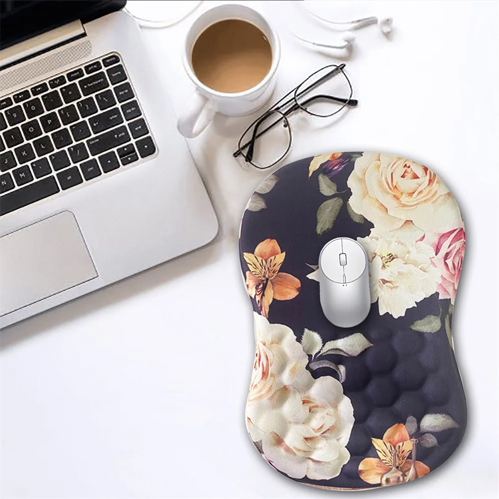 

Ergonomic Wrist Rest Mouse Pad Comfortable Wrist Support Non Slip Mice Mat Flower Soft Mousepad For PC Laptop Computer Mouse Mat