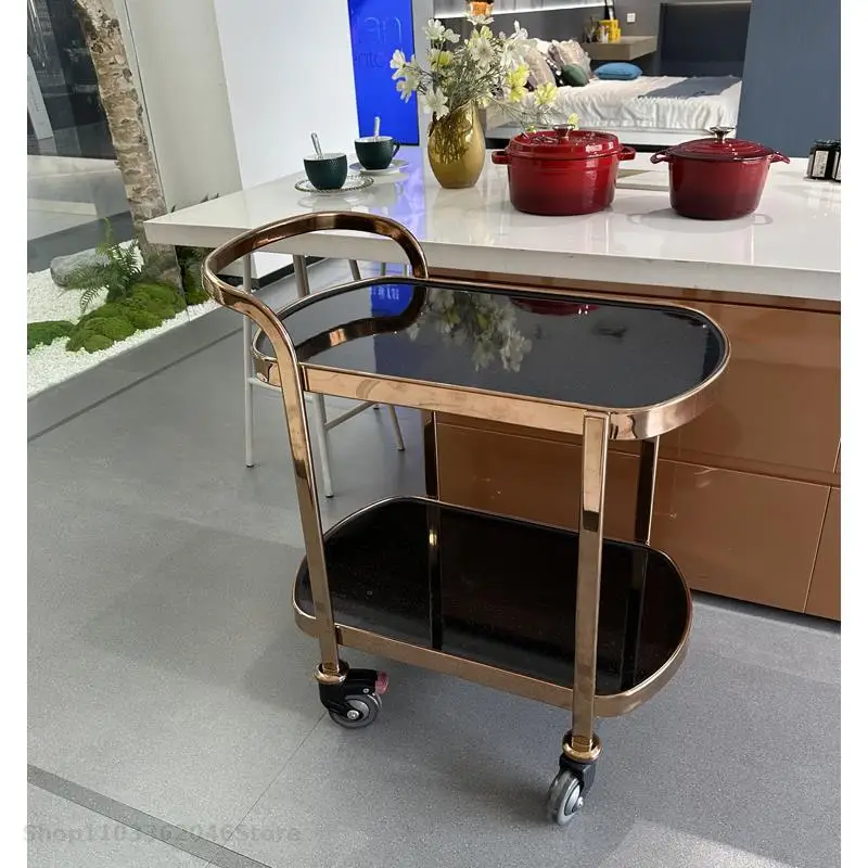 Hand-pushed Two-storey Service Car Hotel Multi-functional Cart High-grade Wine Car Super Quiet Wheel Cake Fruit Tray