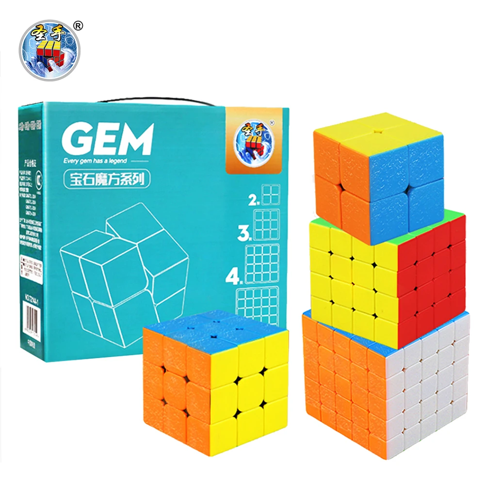 SENGSO Speed Cube 2x2 3x3 4x4 5x5 e 4PCS Terno Gem Series Stickerless 