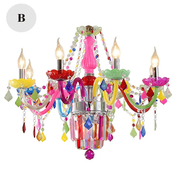 white chandelier Colorful crystal chandelier pink, green, purple, red, blue living room bedroom dining room girl children's room chandelier small chandeliers Chandeliers